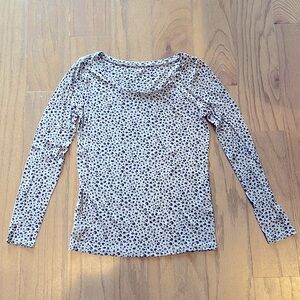 LOFT Grey Animal Print Long Sleeve Tee - Size XS